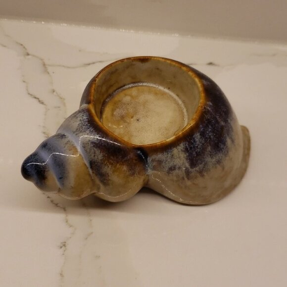 CERAMIC porcelain snail candle  tea light holder neutral tones 4"long - Picture 2 of 8